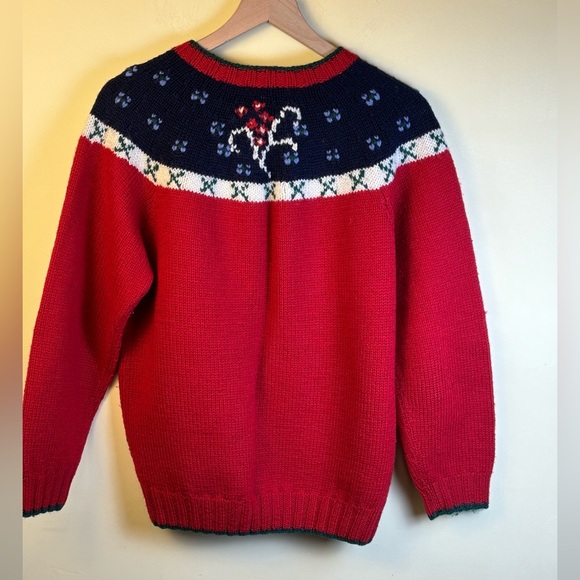 Vintage SKYR 100% Wool Sweater Cardigan Red Silver Heart Buttons Size Small - Picture 5 of 5